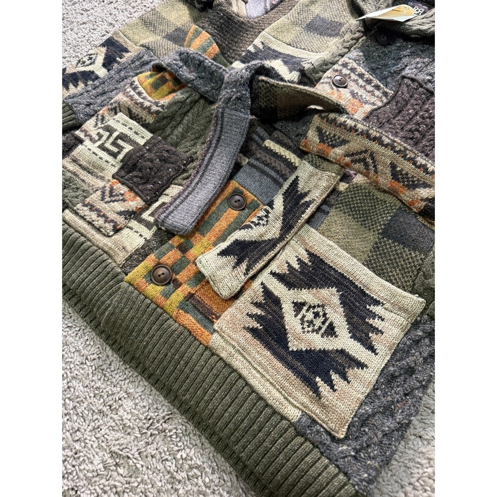 NWT RRL Double RL Patchwork Ranch Cardigan Shawl Collar Belted Wool Blend Mens S - Picture 12 of 16